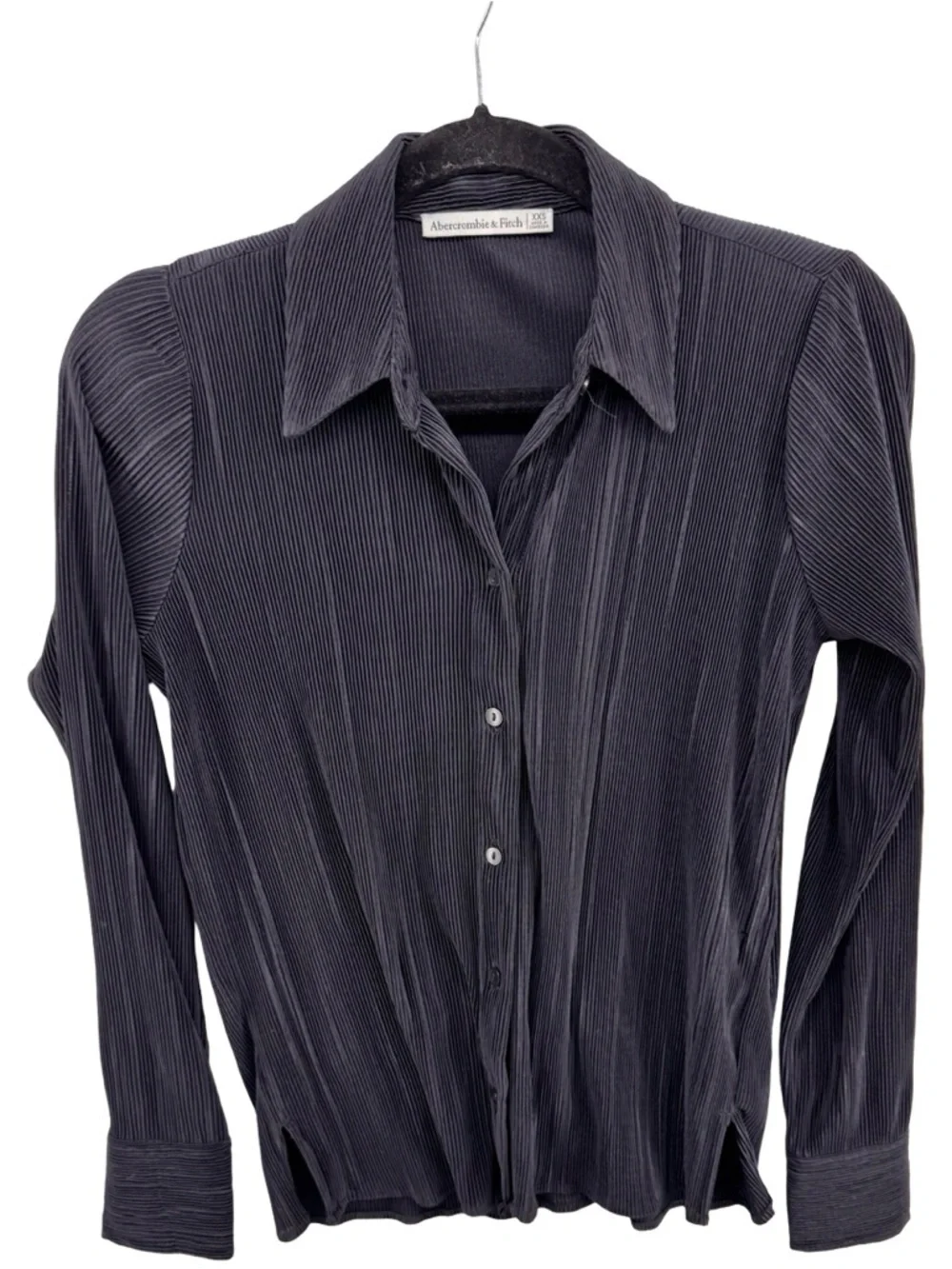 Abercrombie & Fitch Black Ribbed Button-Up Shirt